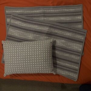 Frye Gray Textured Pillow Shams and Decorative Pillow